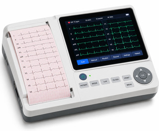 modern ecg machine with printed tracings