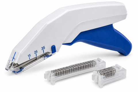 blue and white skin stapler kit